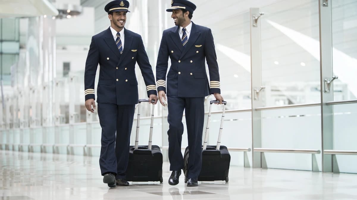 صورة تعبيرية.. طاقم إحدى الطائرات يرتدون القبة والزي الرسمي 