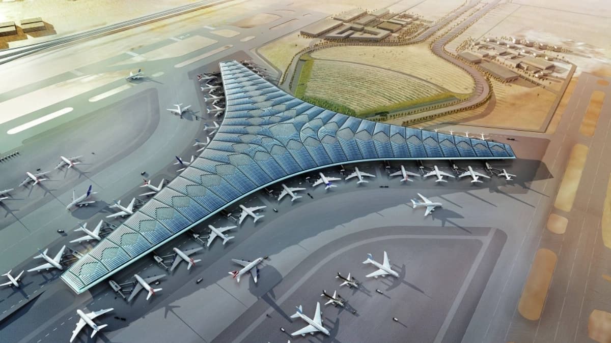 صورة تُظهر تصميم مشروع مبنى الركاب الجديد (T2) في مطار الكويت الدولي